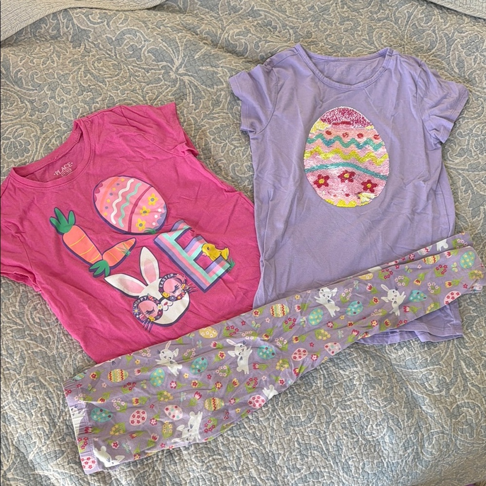 Colorful Easter Bunny Kids Pajamas Set